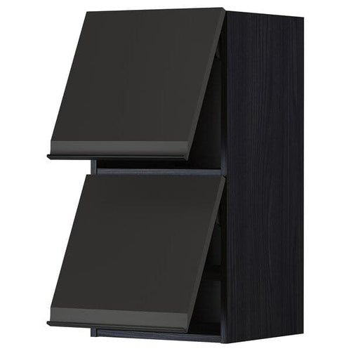 METOD wall cab horizo 2 doors w push-open, black/Upplöv matt anthracite