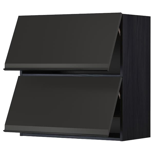 Ikea METOD - Wall cab horizo 2 doors w push-open, black/Upplöv matt anthracite, 80x80 cm