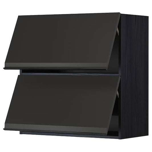 Ikea METOD - Wall cab horizo 2 doors w push-open, black/Upplöv matt anthracite, 80x80 cm