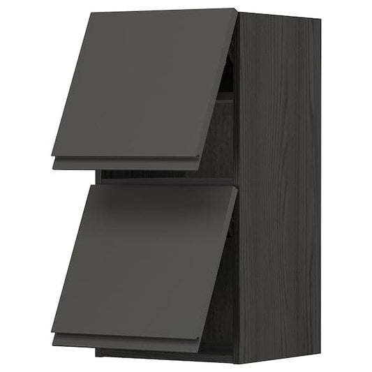 Ikea METOD - Wall cab horizo 2 doors w push-open, black/Voxtorp dark grey, 40x80 cm