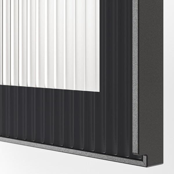 Ikea METOD - Wall cab horiz 2 gls drs w push-op, white/Hejsta anthracite reeded glass, 80x80 cm