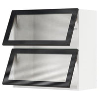 METOD - Wall cab horiz 2 gls drs w push-op, white/Hejsta anthracite reeded glass, 80x80 cm - best price from Maltashopper.com 59490695