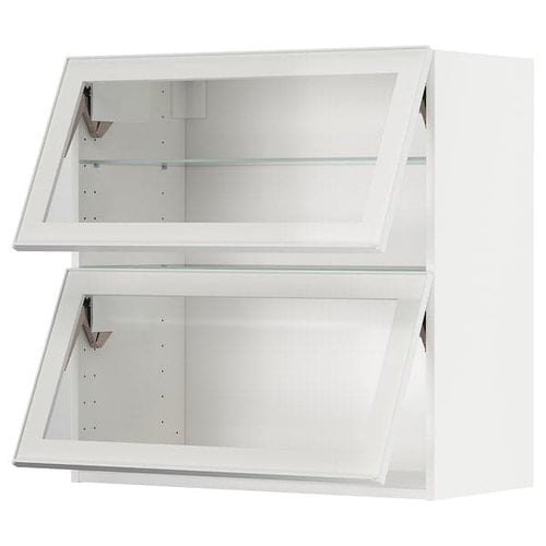 METOD - Wall cab horiz 2 gls drs w push-op, white/Hejsta white clear glass, 80x80 cm