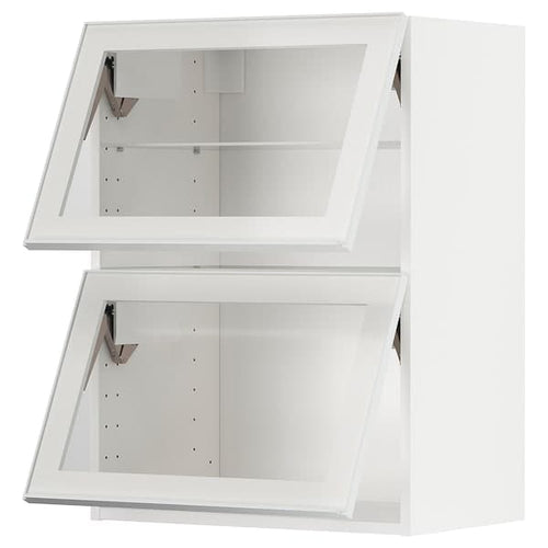 METOD - Wall cab horiz 2 gls drs w push-op, white/Hejsta white clear glass, 60x80 cm