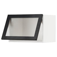 METOD wall cab horiz gls door w push-open, white/Hejsta anthracite reeded glass, 60x40 cm
