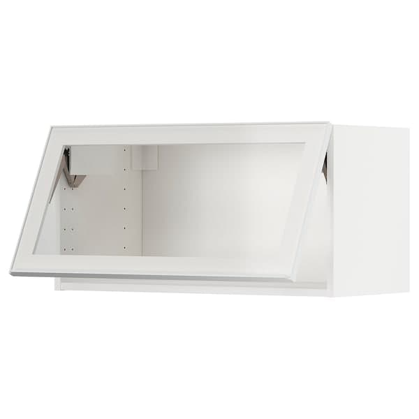 Ikea METOD - Wall cab horiz gls door w push-open, white/Hejsta white clear glass, 80x40 cm