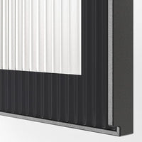 METOD - Wall cab horizontal w 2 glass doors, white/Hejsta anthracite reeded glass, 60x80 cm - best price from Maltashopper.com 19490683