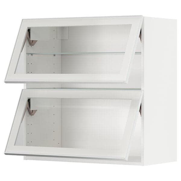 Ikea METOD - Wall cab horizontal w 2 glass doors, white/Hejsta white clear glass, 80x80 cm