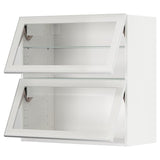 METOD wall cab horizontal w 2 glass doors, white/Hejsta white clear glass, 80x80 cm