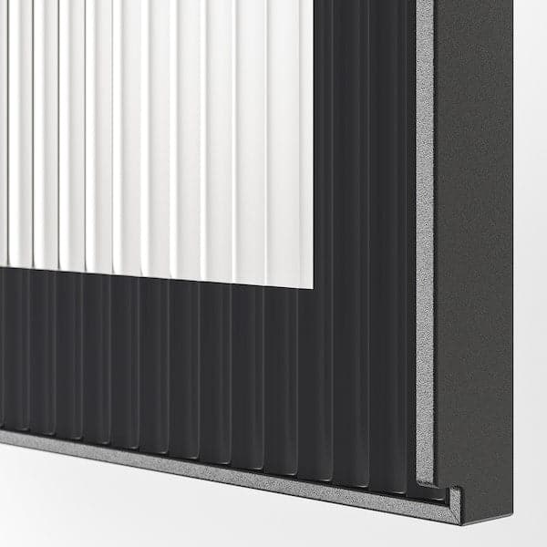 METOD - Wall cab horizontal w 2 glass doors, black/Hejsta anthracite reeded glass, 80x80 cm - best price from Maltashopper.com 59490742