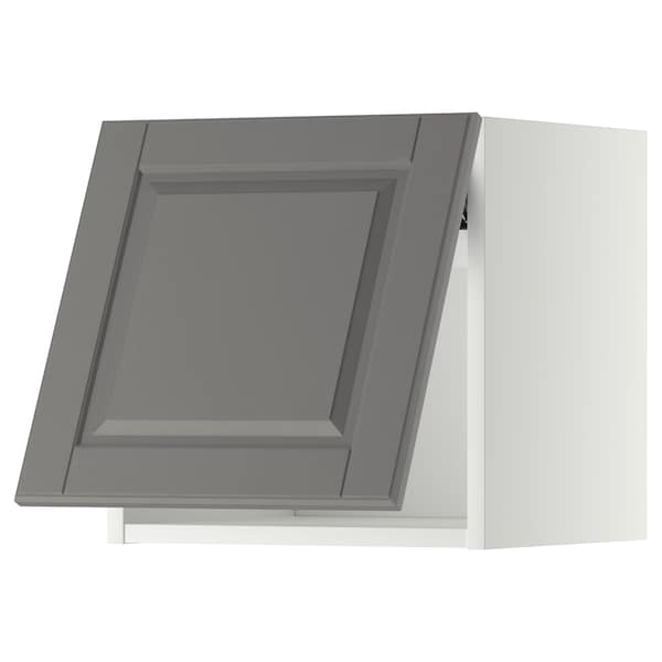 METOD wall cabinet horizontal w push-open, white/Bodbyn grey, 40x40 cm