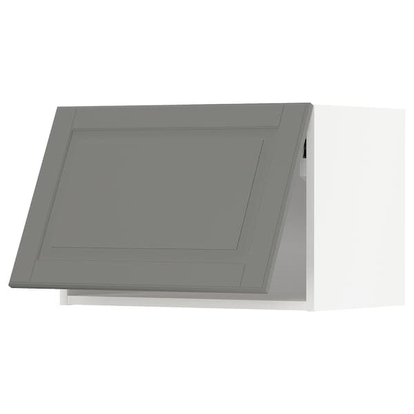 METOD - Wall cabinet horizontal w push-open, white/Bodbyn grey, 60x40 cm - best price from Maltashopper.com 49394425