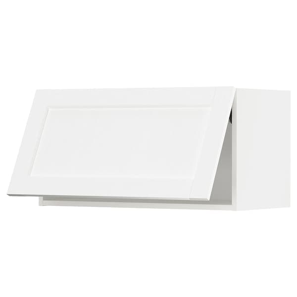 METOD - Wall cabinet horizontal w push-open, white Enköping/white wood effect, 80x40 cm - best price from Maltashopper.com 09473491