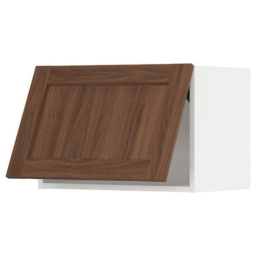 METOD - Wall cabinet horizontal w push-open, white Enköping/brown walnut effect, 60x40 cm