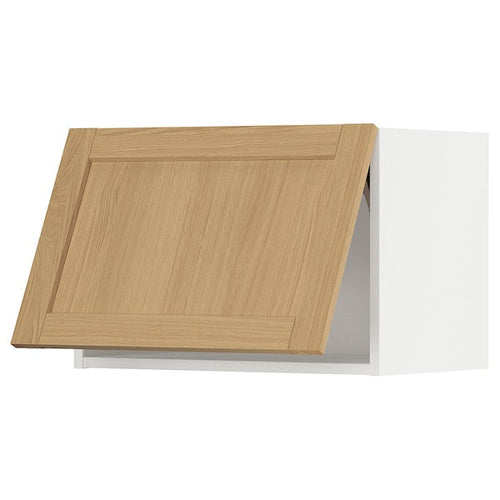 METOD - Wall cabinet horizontal w push-open, white/Forsbacka oak, 60x40 cm