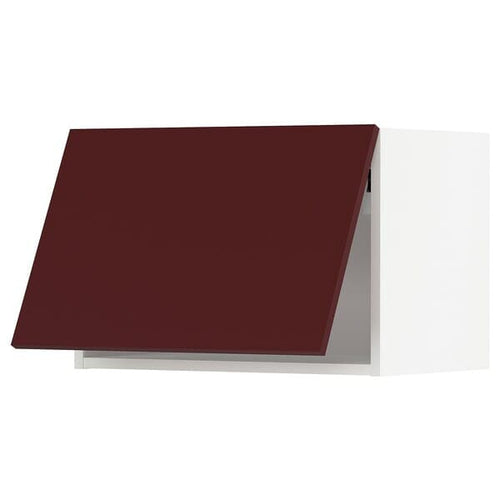 METOD - Wall cabinet horizontal w push-open, white Kallarp/high-gloss dark red-brown, 60x40 cm