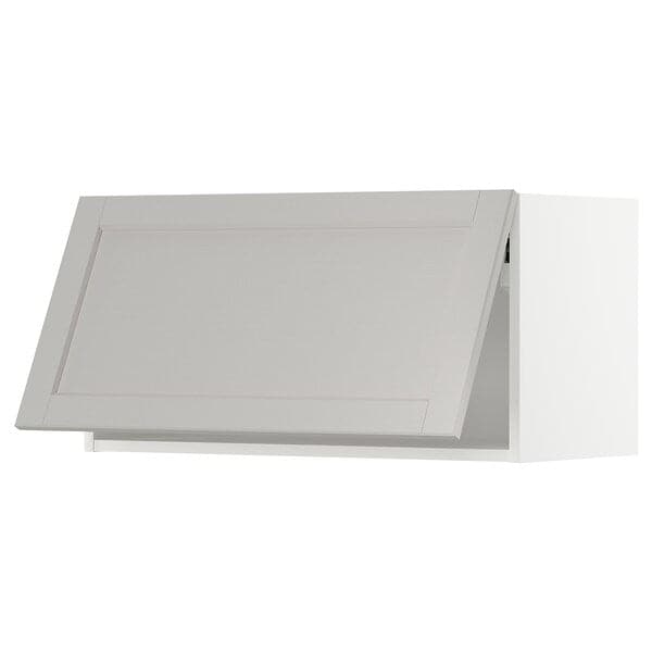 Ikea METOD - Wall cabinet horizontal w push-open, white/Lerhyttan light grey, 80x40 cm