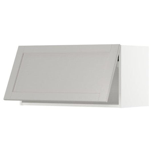 Ikea METOD - Wall cabinet horizontal w push-open, white/Lerhyttan light grey, 80x40 cm