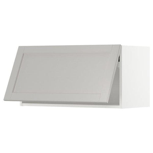 METOD - Wall cabinet horizontal w push-open, white/Lerhyttan light grey, 80x40 cm