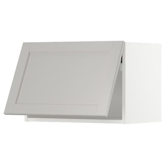 Ikea METOD - Wall cabinet horizontal w push-open, white/Lerhyttan light grey, 60x40 cm