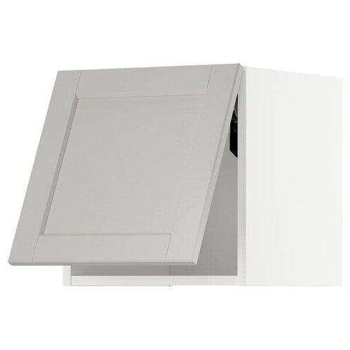 METOD - Wall cabinet horizontal w push-open, white/Lerhyttan light grey, 40x40 cm