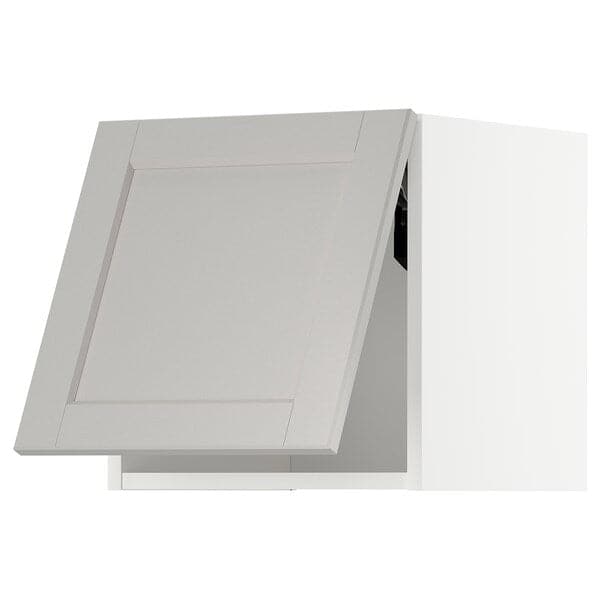METOD - Wall cabinet horizontal w push-open, white/Lerhyttan light grey, 40x40 cm