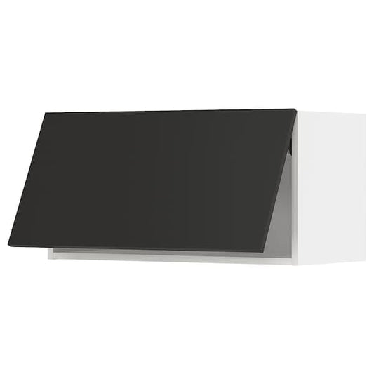 METOD - Wall cabinet horizontal w push-open, white/Nickebo matt anthracite, 80x40 cm - best price from Maltashopper.com 59497809