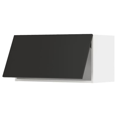 METOD - Wall cabinet horizontal w push-open, white/Nickebo matt anthracite, 80x40 cm