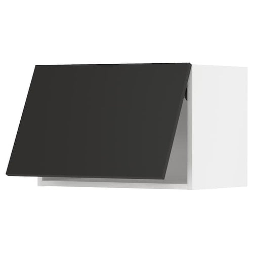 METOD - Wall cabinet horizontal w push-open, white/Nickebo matt anthracite, 60x40 cm