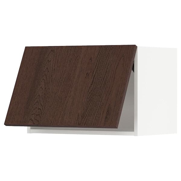 Ikea METOD - Wall cabinet horizontal w push-open, white/Sinarp brown , 60x40 cm
