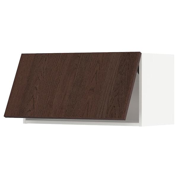 Ikea METOD - Wall cabinet horizontal w push-open, white/Sinarp brown , 80x40 cm