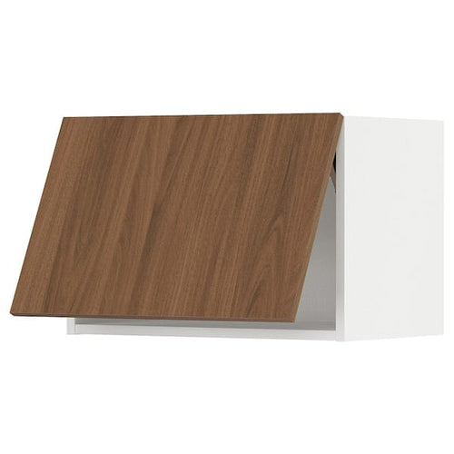 METOD - Wall cabinet horizontal w push-open, white/Tistorp brown walnut effect, 60x40 cm