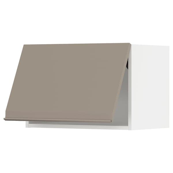 Ikea METOD - Wall cabinet horizontal w push-open, white/Upplöv matt dark beige, 60x40 cm