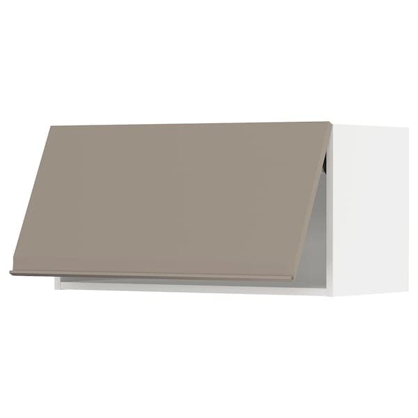 Ikea METOD - Wall cabinet horizontal w push-open, white/Upplöv matt dark beige, 80x40 cm