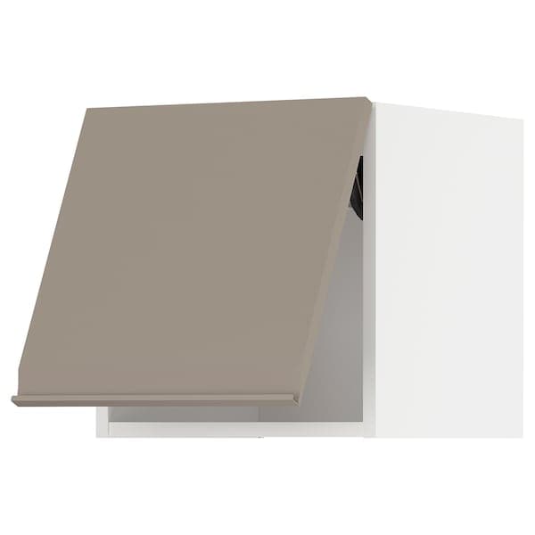 Ikea METOD - Wall cabinet horizontal w push-open, white/Upplöv matt dark beige, 40x40 cm