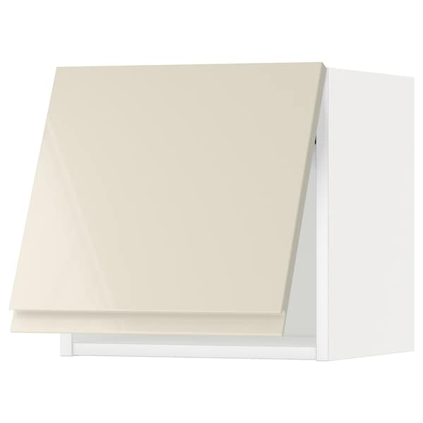 METOD - Wall cabinet horizontal w push-open, white/Voxtorp high-gloss light beige , 40x40 cm - best price from Maltashopper.com 89394414