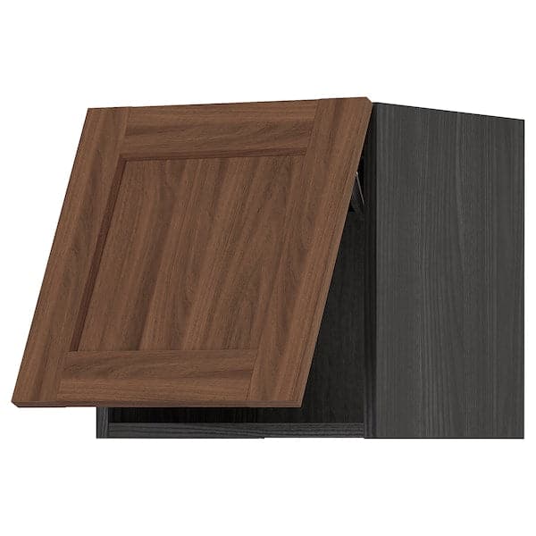 Ikea METOD - Wall cabinet horizontal w push-open, black Enköping/brown walnut effect, 40x40 cm