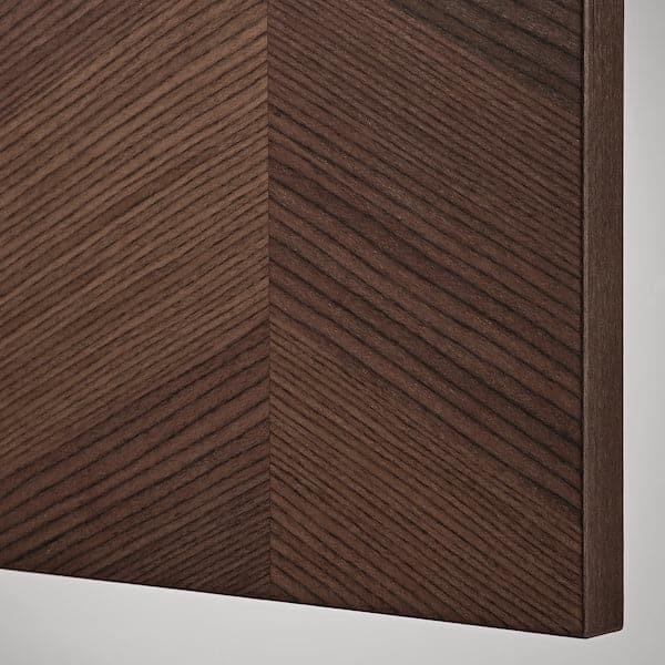 METOD - Wall cabinet horizontal w push-open, black Hasslarp/brown patterned, 40x40 cm - best price from Maltashopper.com 49401586