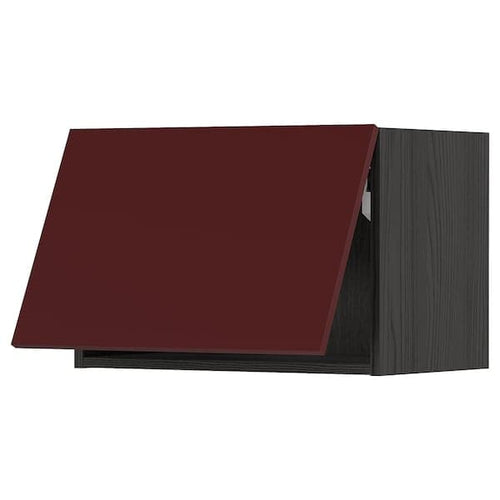 METOD - Wall cabinet horizontal w push-open, black Kallarp/high-gloss dark red-brown , 60x40 cm