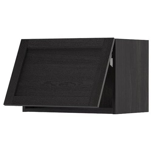 METOD - Wall cabinet horizontal w push-open, black/Lerhyttan black stained, 60x40 cm