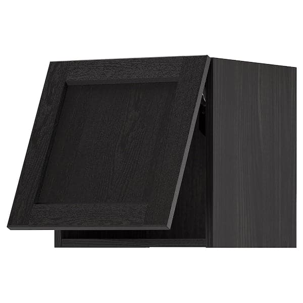 METOD - Wall cabinet horizontal w push-open, black/Lerhyttan black stained