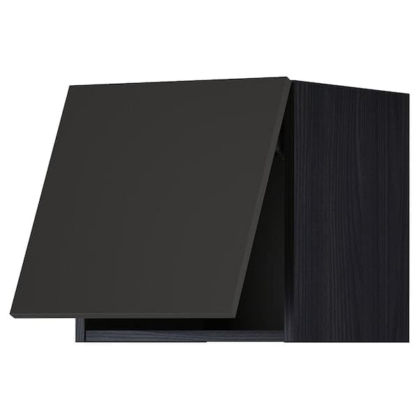 METOD - Wall cabinet horizontal w push-open, black/Nickebo matt anthracite, 40x40 cm