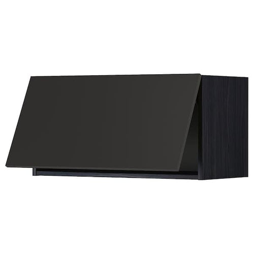 METOD - Wall cabinet horizontal w push-open, black/Nickebo matt anthracite, 80x40 cm