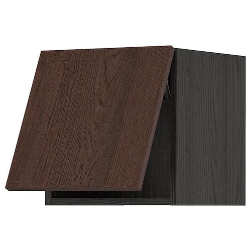 METOD - Wall cabinet horizontal w push-open, black/Sinarp brown, 40x40 cm