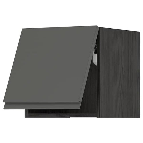 METOD - Wall cabinet horizontal w push-open, black/Voxtorp dark grey, 40x40 cm