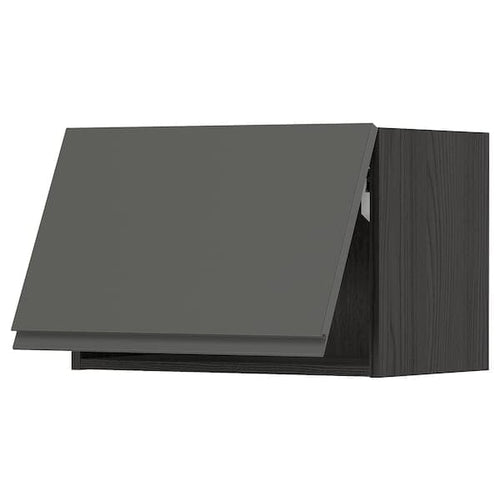 METOD - Wall cabinet horizontal w push-open, black/Voxtorp dark grey, 60x40 cm