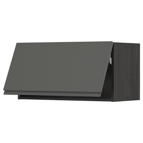 METOD - Wall cabinet horizontal w push-open, black/Voxtorp dark grey, 80x40 cm - best price from Maltashopper.com 39393775
