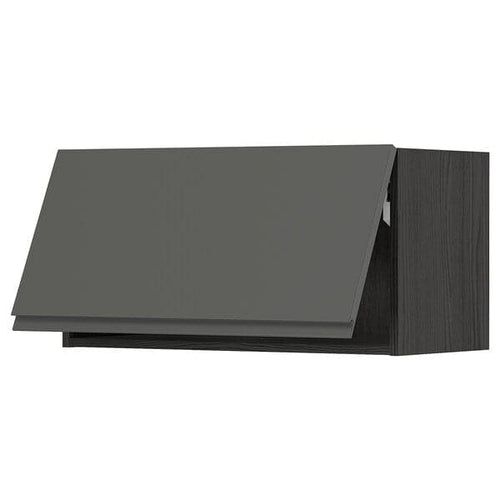 METOD - Wall cabinet horizontal w push-open, black/Voxtorp dark grey, 80x40 cm