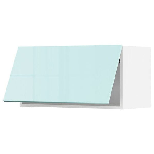 METOD - Wall cabinet horizontal, white Järsta/high-gloss light turquoise, 80x40 cm