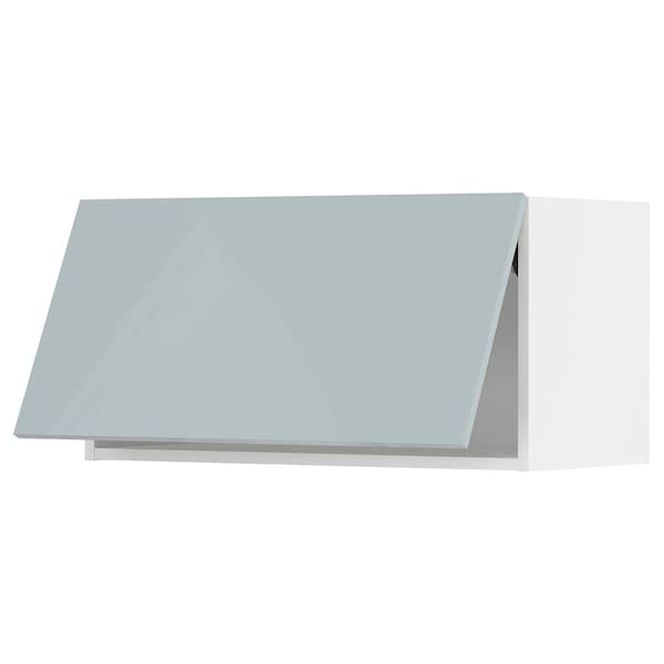 METOD wall cabinet horizontal, white/Kallarp light grey-blue
